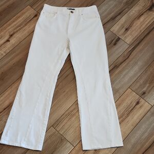 Lorena Antoniazzi Italian White WideLeg Flare Jeans Gold Detailing Size 42 28x28